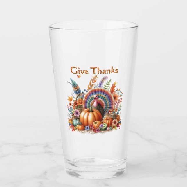 Thanksgiving Boho Turkey Pint Glaskopp (Framsida)