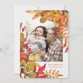 Thanksgiving Bold Botanical Flat Vert Photo Julkort