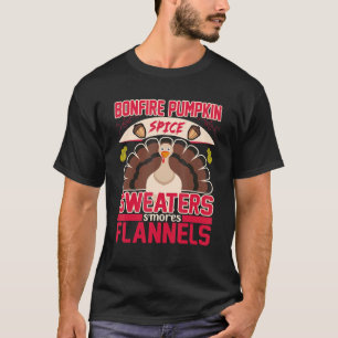 Thanksgiving Bonfire Pumpkin Spice Sweaters Flann T Shirt