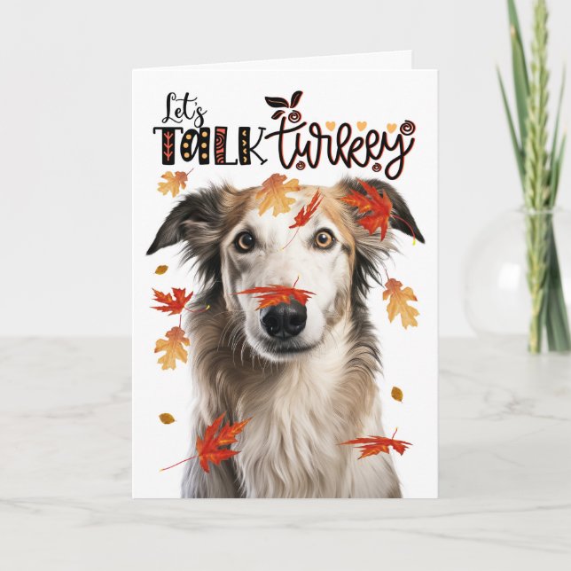 Thanksgiving Borzoi Hund Låt oss Tala Turkiet Helgkort (Framsida)