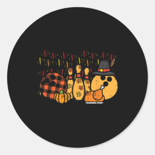 Thanksgiving Bowling Turkiet Day Fall Manar Women Runt Klistermärke