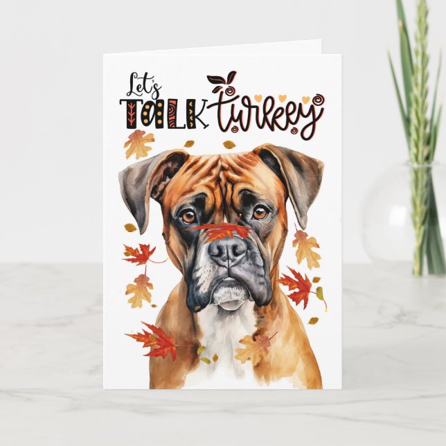 Thanksgiving Boxer Hund Lets Prata Turkiet Helgkort (Framsida)