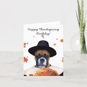 Thanksgiving boxer hund notecardj helgkort