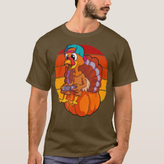 Thanksgiving Boys Manar Gaming Gift Pumpkin T Shirt