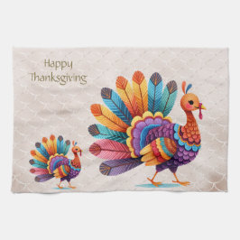 Thanksgiving Bright Feathers Turkey Kitchen Towel Kökshandduk