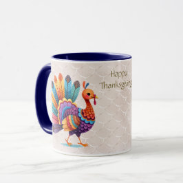 Thanksgiving Bright Feathers Turkey Mugg