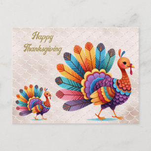 Thanksgiving Bright Feaths Turkiet vykort