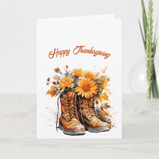 Thanksgiving Brown Boots Illustration Kort (Framsida)