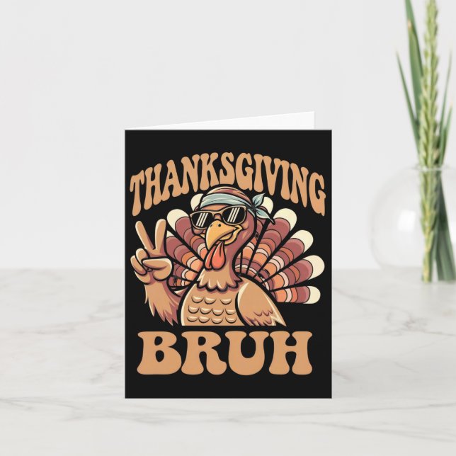 Thanksgiving Bruh Funny Turkey Fall Boys Kort (Framsida)