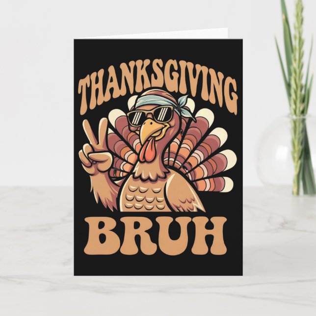 Thanksgiving Bruh Funny Turkey Fall Boys Kort (Framsida)