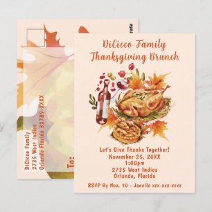 Thanksgiving Brunch Harvest Firande Vykort