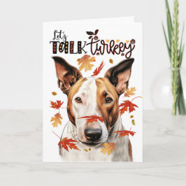 Thanksgiving Bull Terrier Hund Lets Prata med Turk Helgkort
