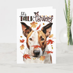 Thanksgiving Bull Terrier Hund Lets Prata med Turk Helgkort