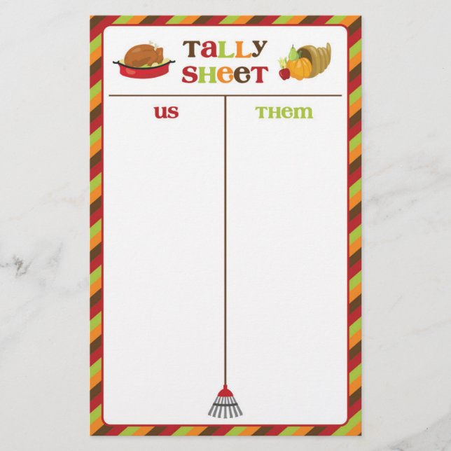 Thanksgiving Bunco Party Game Tally Lakan (Framsida)