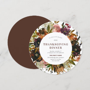 Thanksgiving Burgundy Red Blommigt Modern Inbjudningar
