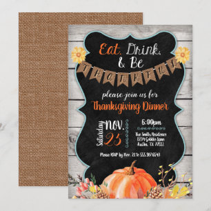 Thanksgiving Burlap-kalkylpanel för inbjudan till 
