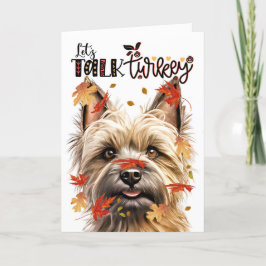 Thanksgiving Cairn Terrier Hund Lets Prata med Tur Helgkort