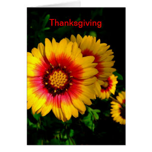 Thanksgiving Card, Cheerful Bright Gula blommor Hälsningskort