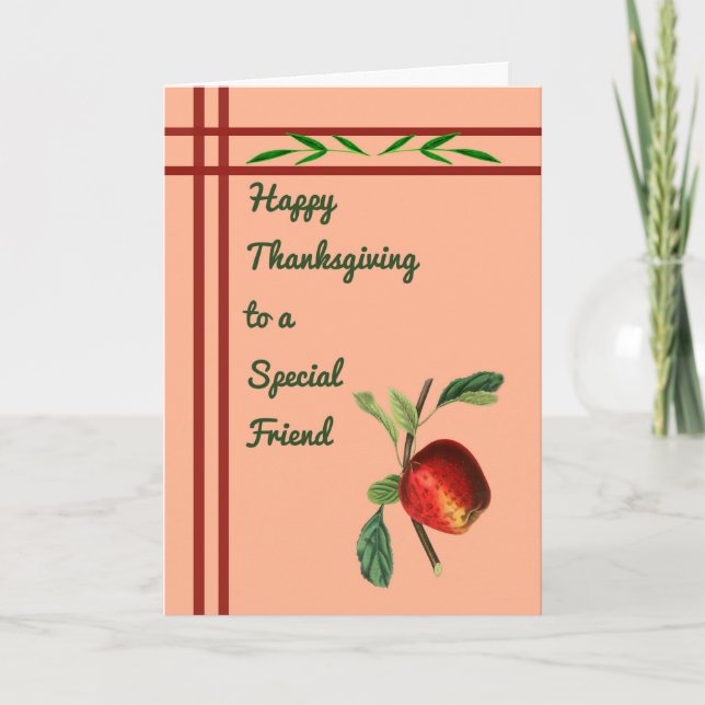 Thanksgiving Card för en Speciell vän med äpple Kort (Framsida)