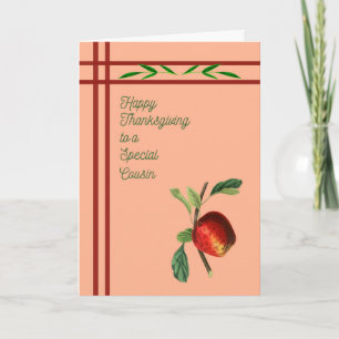 Thanksgiving Card för kusin med äpple Kort