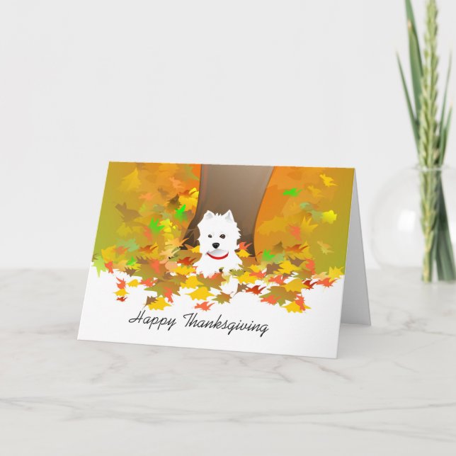 Thanksgiving Card - Happy thanksgiving Westie Helgkort (Framsida)