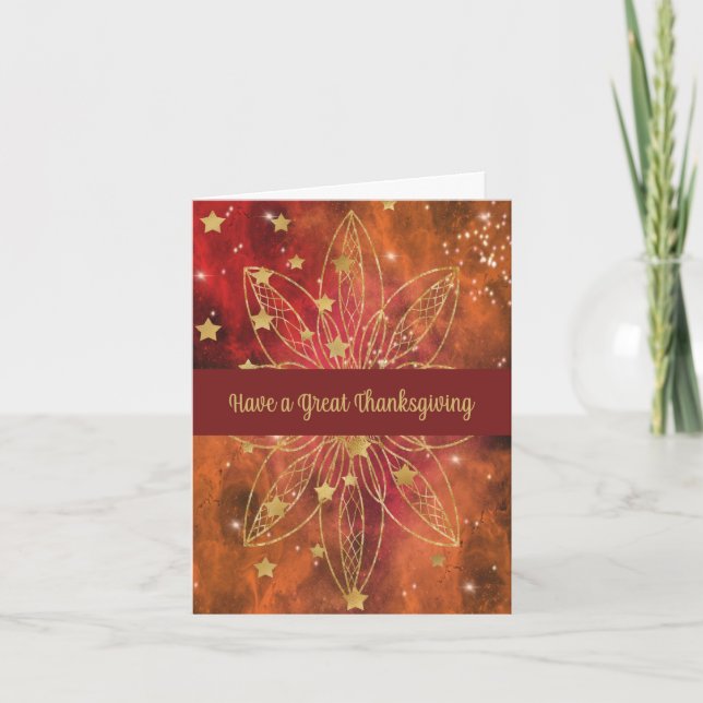 Thanksgiving Card i Guld och Bronze Färg Helgkort (Framsida)