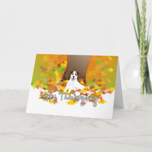 Thanksgiving Card - Jack Russell Hund Höst löv Helgkort