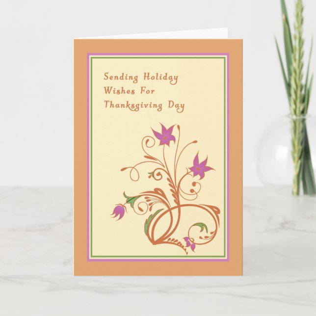 Thanksgiving Card med Blommigt Helgkort (Framsida)