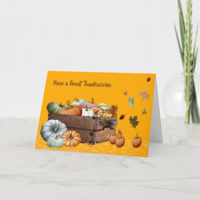 Thanksgiving Card med påfyllnadsblad och Löv Kort (Framsida)