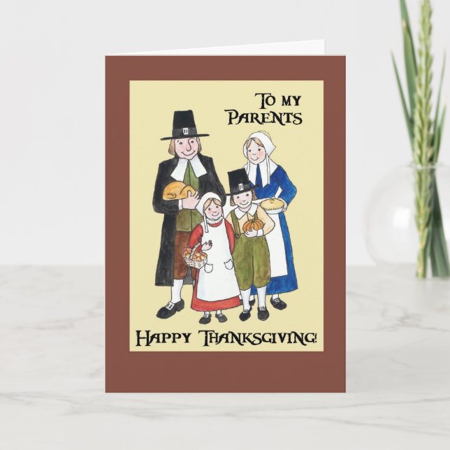 Thanksgiving Card med pilgrimer för föräldrar Helgkort (Framsida)