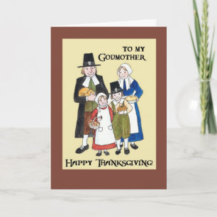 Thanksgiving Card med Pilgrims för Godmor Helgkort