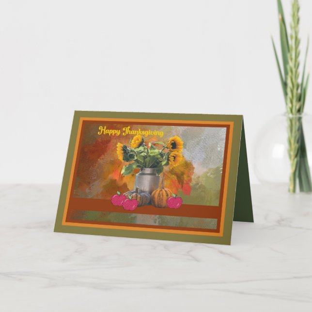 Thanksgiving Card med solblommor Tack Kort (Framsida)