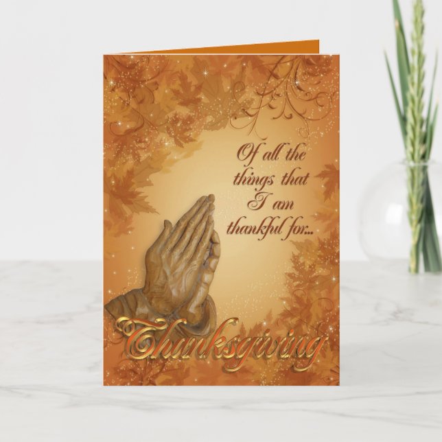 Thanksgiving Card Praying händer Helgkort (Framsida)