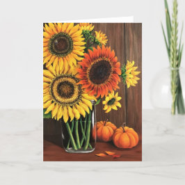 Thanksgiving Card Solblommor och pumpor Helgkort