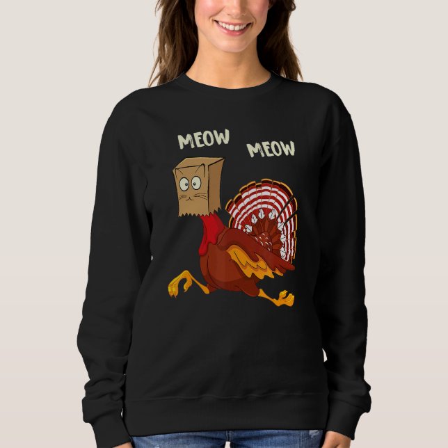 Thanksgiving Cat  Fake Cat Meow Thanksgiving Turke T Shirt (Framsida)