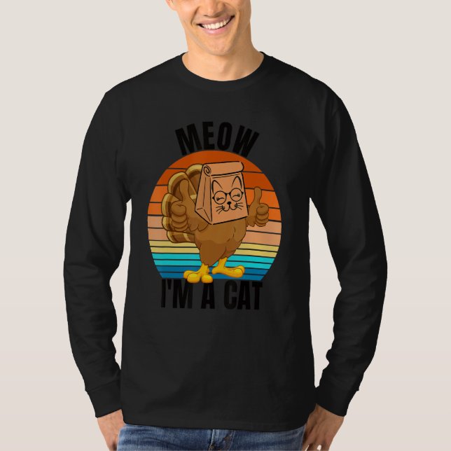 Thanksgiving Cat  Fake Cat Meow Thanksgiving Turke T Shirt (Framsida)