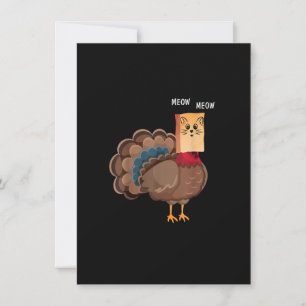Thanksgiving Cat Fake Cat Meow Thanksgiving Turkie Inbjudningar
