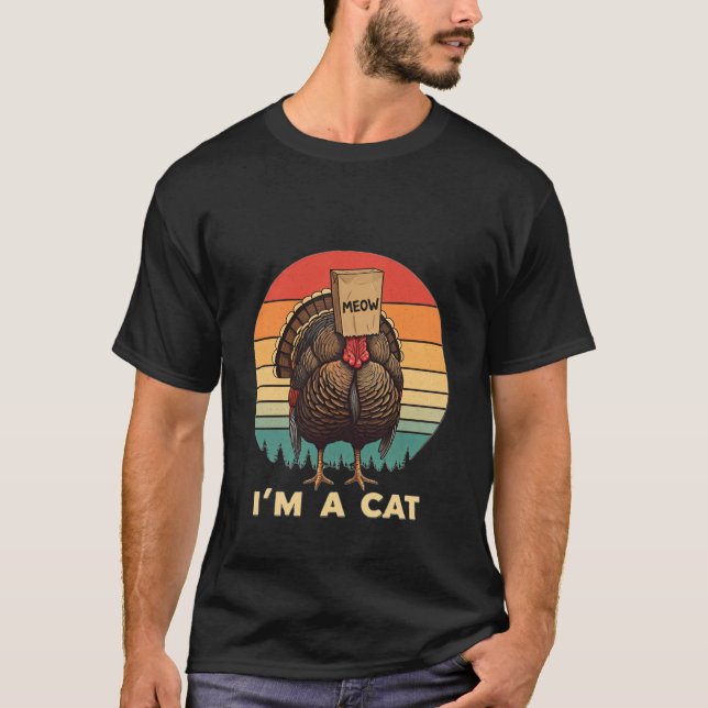 Thanksgiving Cat Meow-velousFunny Turkey Fake Cat T Shirt (Framsida)