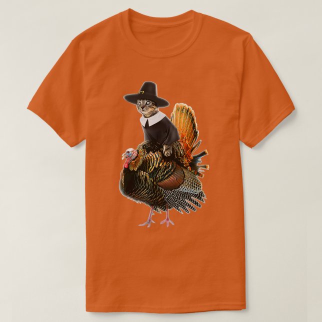 Thanksgiving Cat Pilgrim Costume Thanksgiving Turk T Shirt (Design framsida)