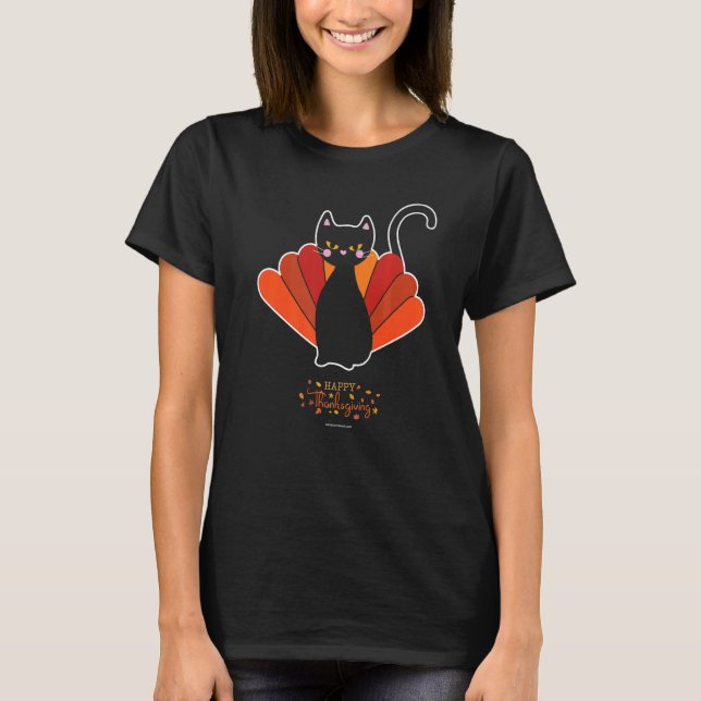 Thanksgiving Cat   T Shirt (Framsida)