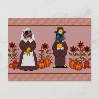Thanksgiving Cats Helg Vykort