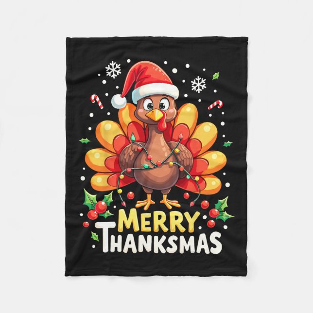 Thanksgiving Ch för Turkiet Santa Lycklig Merry Th Fleecefilt (Framsidan)