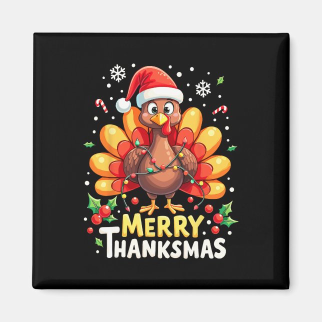 Thanksgiving Ch för Turkiet Santa Lycklig Merry Th Magnet (Framsidan)