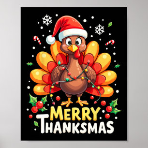 Thanksgiving Ch för Turkiet Santa Lycklig Merry Th Poster
