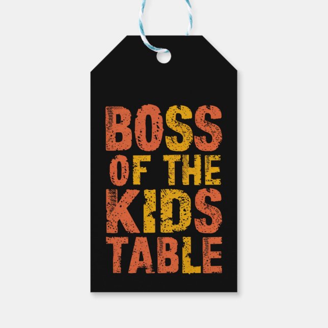 Thanksgiving Chef vid Kids Bord Turkiet-dagen Presentetikett (Baksidan)