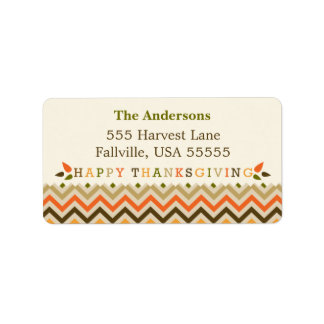 Thanksgiving Chevron-Adressetiketter Adressetikett