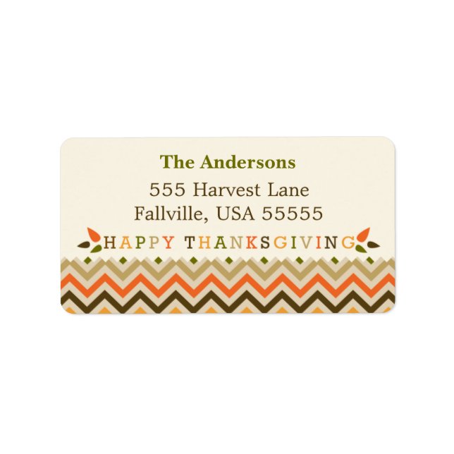 Thanksgiving Chevron-Adressetiketter Adressetikett (Framsidan)