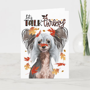 Thanksgiving China Crested Hund Lets pratar Turkie Helgkort