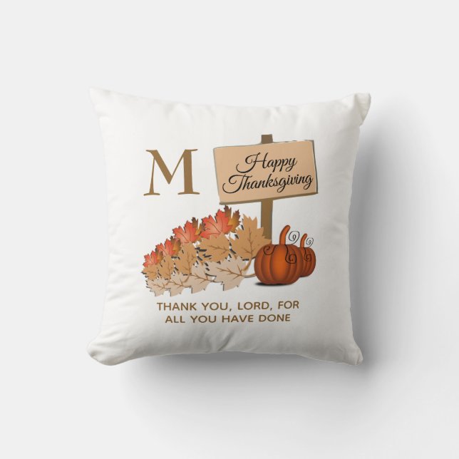 THANKSGIVING Christian Monogram Kudde (Framsida)