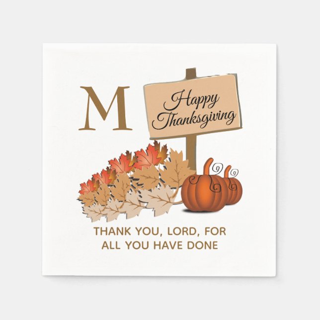 THANKSGIVING Christian Monogram Papper Pappersservett (Framsidan)